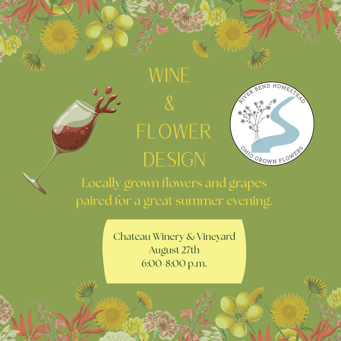 Wine & Flower Design Workshop at Chateau Winery-8/27