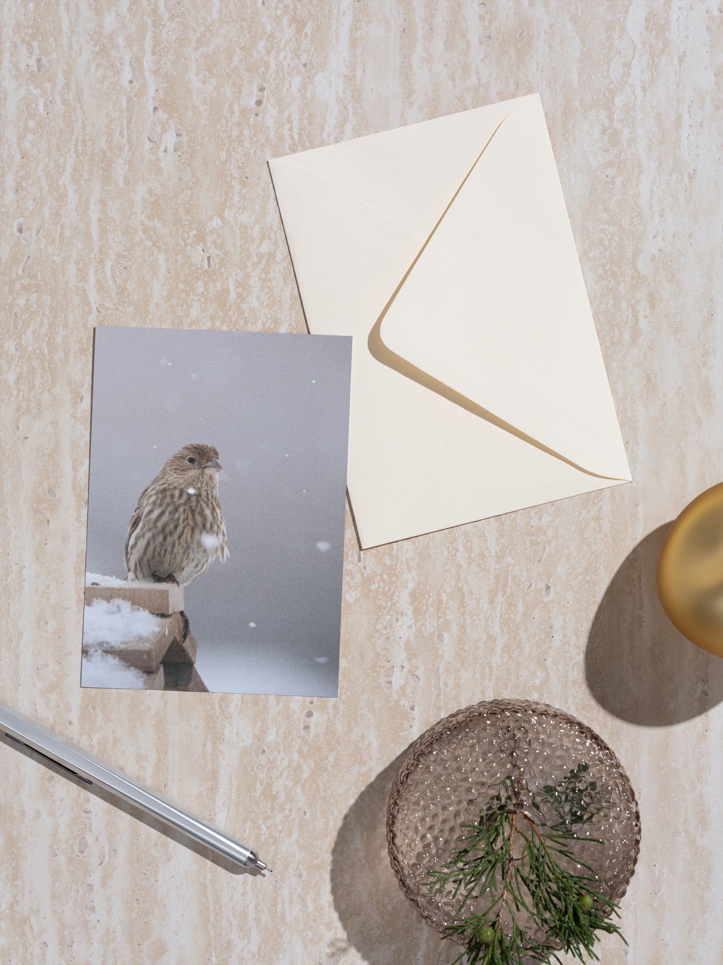 Female House Finch in Snow Card